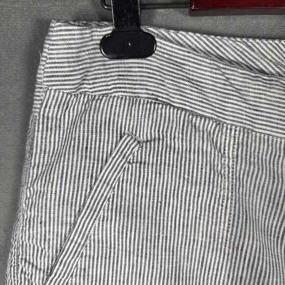 Chicos Women's Wide Leg Blue White Stripe 100% Linen 4 Pockets Sz 2.5 L Beach - Picture 3 of 6